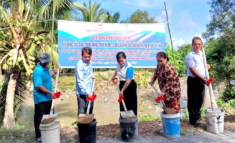 Tân Hòa: Lễ khởi công xây dựng cầu giao thông nông thôn nối liền ấp Sóc Dừa và ấp Trẹm 