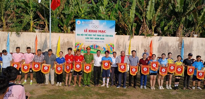Tân Hoà: Tổ chức Lễ khai mạc Đại hội Thể dục thể thao xã Tân Hoà lần thứ I năm 2026